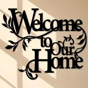 Welcome To Our Home Letter Pattern Wall Decor, Metal Wall Art, Wall Hanging Decor for Home Living Room Bedroom Garden, Home Decor Products
