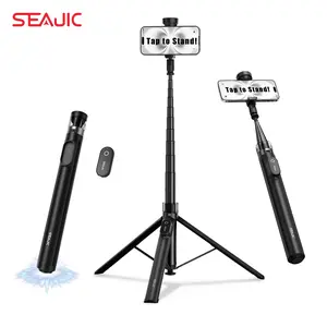 SEAJIC Automatic Tripod for iPhone, 66"Phone Tripod Selfie Stick for Cell Phone, Tripod Stand with Remote for Video Recording  diu diu stick Cellphone Smartphone Videography Equipment