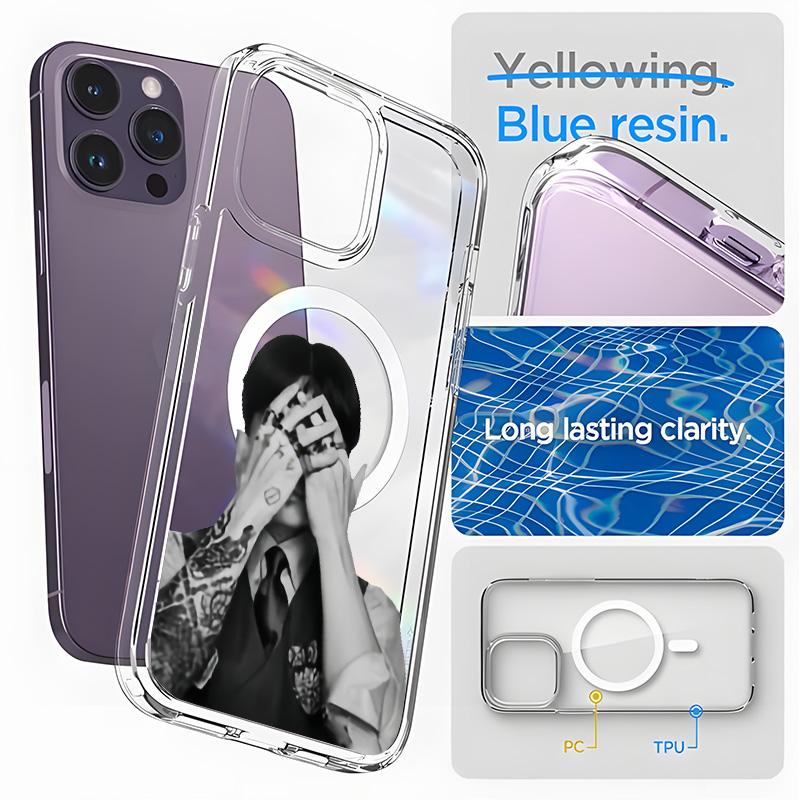 Retro-Style Phone Case — "We Are Back" Magnetic Protective Cover. Featuring a vintage black-and-white aesthetic and artistic boy band design, this K-Pop concert-themed merchandise is crafted exclusively for ARMY.Compatible with iPhone 11-17Pro Max Samsung