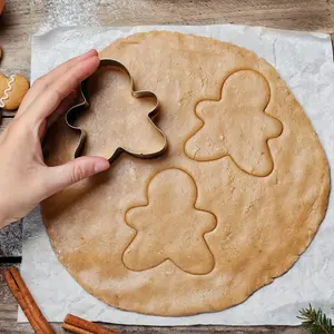3/5 Piece Christmas Gingerbread Man Cookie Cutters, Set Includes Christmas Tree and Snowflake, Stainless Steel Baking Tools for Holiday Treats