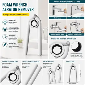 2-Piece Multifunctional Faucet and Sink Installation Tool, Plastic Filter Cleaning Wrench, Ergonomic Design, Easy to Use
