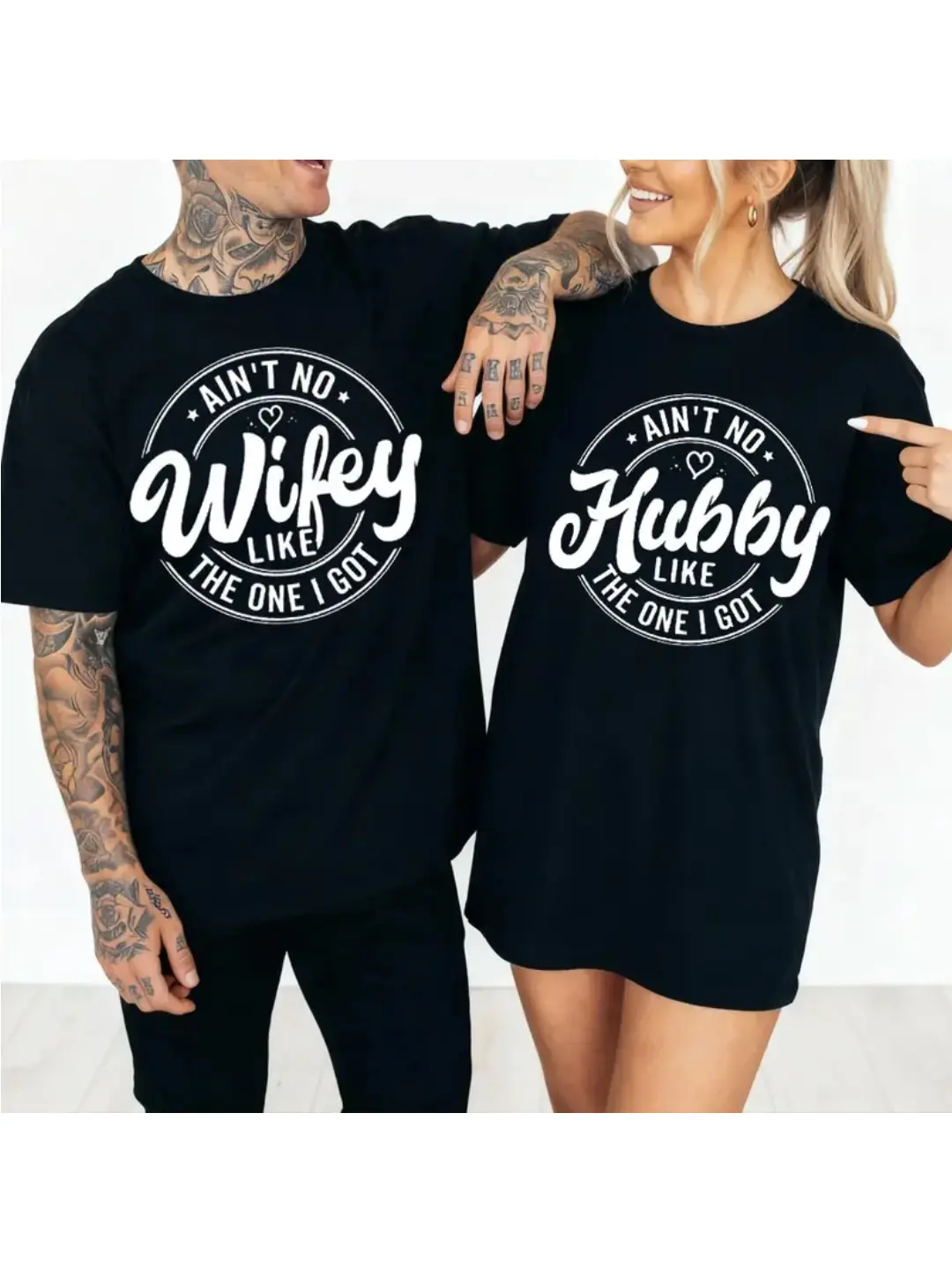 (1 Shirt Only) Ain't No Wifey Hubby Like The One I Got Shirts, Matching Husband Wife Shirt, Married Couple Love Graphic Tee, Romantic Anniversary Outfit, Cute Relationship Gift For Spouse, Couple Celebration Wear