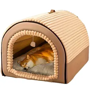Super large pet house, soft and comfortable, multi-functional, suitable for all seasons, integrated design of dog bed and cat hole, warm and removable