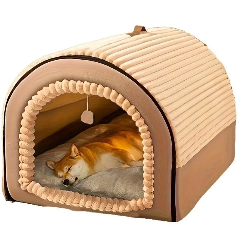 Super large pet house, soft and comfortable, multi-functional, suitable for all seasons, integrated design of dog bed, cat hole and Kitten Bed, warm and removable