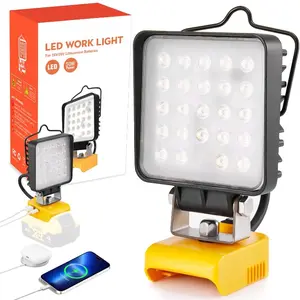 LED Work Light for Dewalt 18v 20v Battery, 50W 5400LM Flashlight, Cordless LED Flood Light, Battery Lithium Light with USB&Type-C Charging Port for Camping, Outdoors, Workshop (50W)