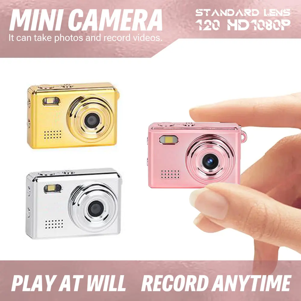 Keychain Camera,Mini camera, Portable travel thumb camera for life recording, Tiny Pixel,Tiny Camera,compact and exquisite retro small digital camera recorder with LED flash, suitable for going out,Vlog recording,Trending item,pink,colorful