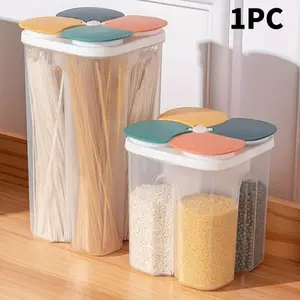 Five Grains Sealed Storage Container with Compartments for Beans, Legumes & Dry Food - Moisture-Proof Pantry Organizer with Snap Lid, Multi-Compartment Canister, Airtight Canisters for Pasta, Cereal, Kitchen & Pantry Shelf, Healthy Eating Containers
