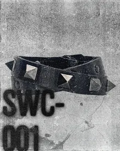 SWC-001 / Black Leather Cross Wrap Studded Bracelet