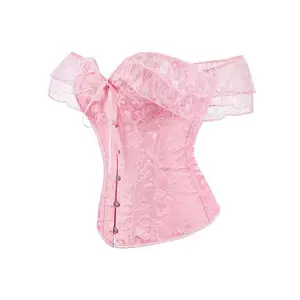 (New)Women's Floral Lace Off The Shoulder Bustier, Sexy Hook & Eye Front Crop Shapewear Top for Party Holiday Vacation, Ladies Shapewear for All Seasons