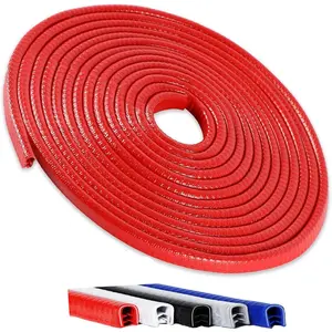 16.5FT(5M) Universal  Door Edge Protector Guards, No-Glue Required Rubber Seal U Shape Automotive Door Entry Guard, Suitable for  , SUVs and  (Red)