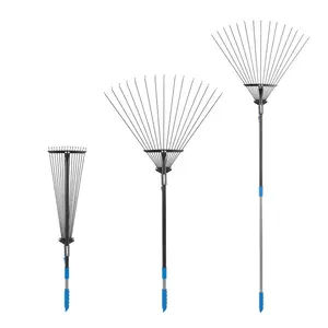 15-Tine Adjustable Leaf Rake with Telescoping Handle Design