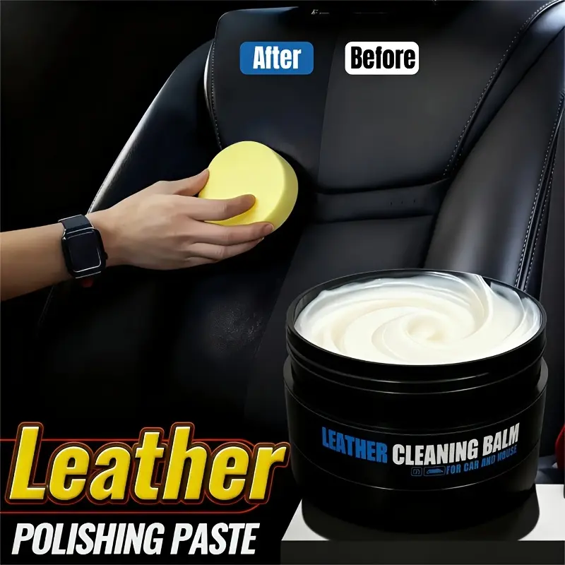 Car Leather Care Cream, Cleaner & Restorer Polish, Leather Repair Renovating Balm, Suitable for Car Interiors, Handbags, Sofas, Garments, Plastic & Modern Leather, Gentle No Damage to Leather, Efficient Cleaning & Maintenance, Long Lasting Conditioner