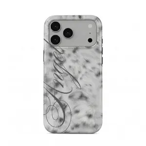 Fluffy Faux Fur Phone Case, Angel Script Coquette Aesthetic Phone Cover, Y2K Angel Phone Case, Soft Animal Print Fluffy Texture Phone Cover