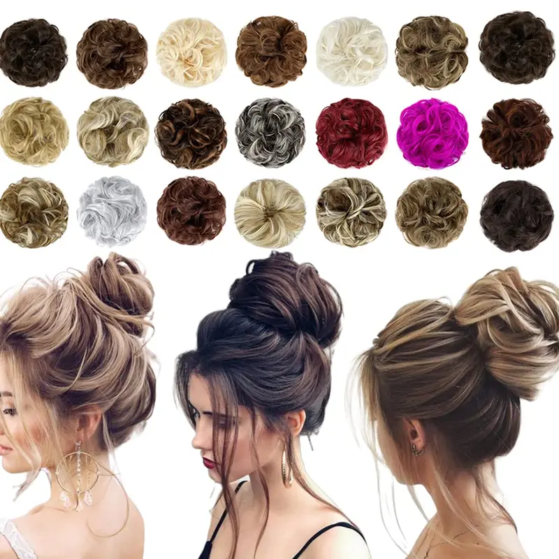 Messy Bun Hair Piece Hair Bun Thick Updo Scrunchies Hair Extensions Ponytail Hair Pieces for Women Girls Silver Grey
