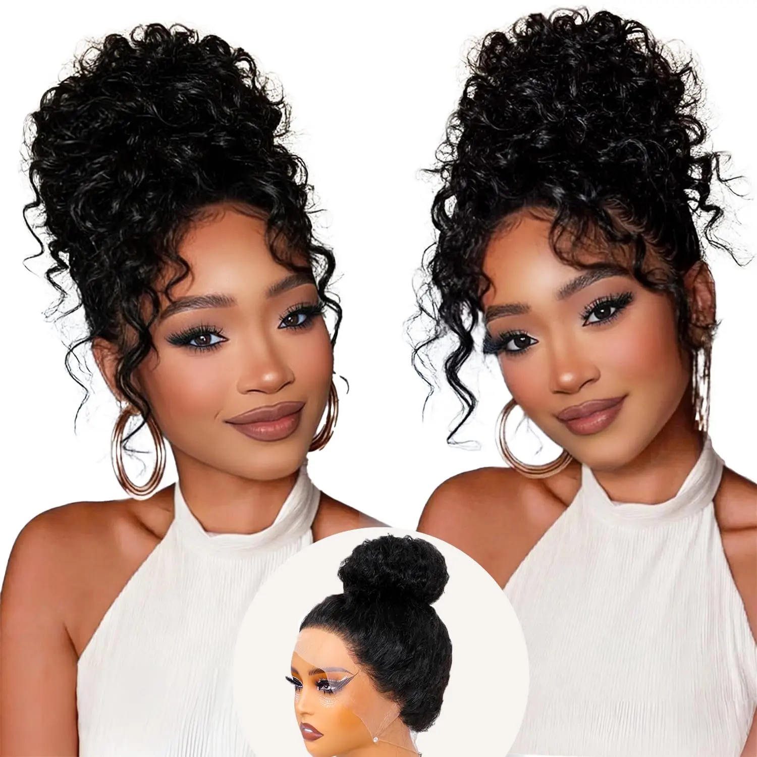 360 Glueless Wigs Human Hair 30 Inch Pre Plucked Hidden Strap Deep Wave Lace Front Human Hair Wigs With Drawstring 180 Density Wet and Wavy HD Full Lace Front Wigs Human Hair