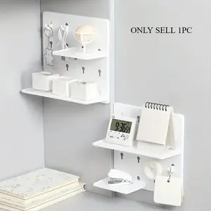 1pc Peg Boards for Walls - Free Punching Craft Room Storage with Shelf & Hooks - Organize Your Garage, Kitchen, Living Room, Bathroom, and Office