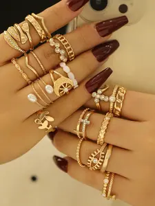 Women's Vintage Fashion Rings Set, Stackable Rings, Elegant Leaf Heart Snake Butterfly Square Rings, Casual Party Wedding Jewelry Gift, Stacking Ring Set, Solitaire Stackable Rings