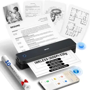Inkless Portable Printer for Travel,  Thermal Printer Supports 8.5 x 11"  Letter, A4, MT610Pro 300DPI Small  Printers Compatible with iOS Android Laptop for  Office , Black