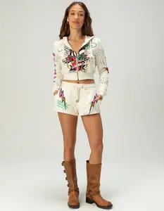 ED HARDY Rhinestone Panther Womens Sweat Shorts