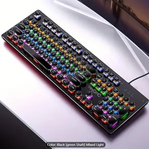 YINDIAO ZK-4 Mechanical Keyboard 104 Keys Green Axis Backlit Office E-sports Gaming Keyboard Wired USB Desktop Computer Notebook Universal Gaming Equipment French Keyboard
