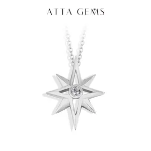 Star shape Synthetic Moissanite necklace For women and girls Party Daily wear Fashion  Fine Jewelry N025