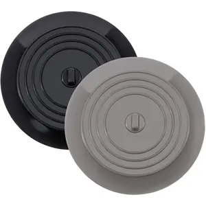 2 Pack Tub Stopper, 6 inch Silicone Kitchen Sink Stoppers Bathtub Stopper, Universal Drain Stoppers for Bathroom Sink, Laundry Tub, Utility Sink, Commercial Sink, Drain Cover Plug, Gray +Black Lightweight Vegetable
