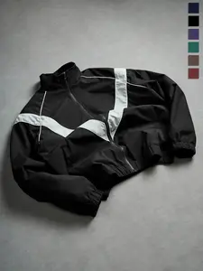 Men's casual small stand collar jacket, windproof and abrasion-resistant on the surface, color blocking design, suitable for sports, riding, and daily commuting, suitable for spring and autumn seasons Coats Long Sleeve Stylish Menswear jackets men