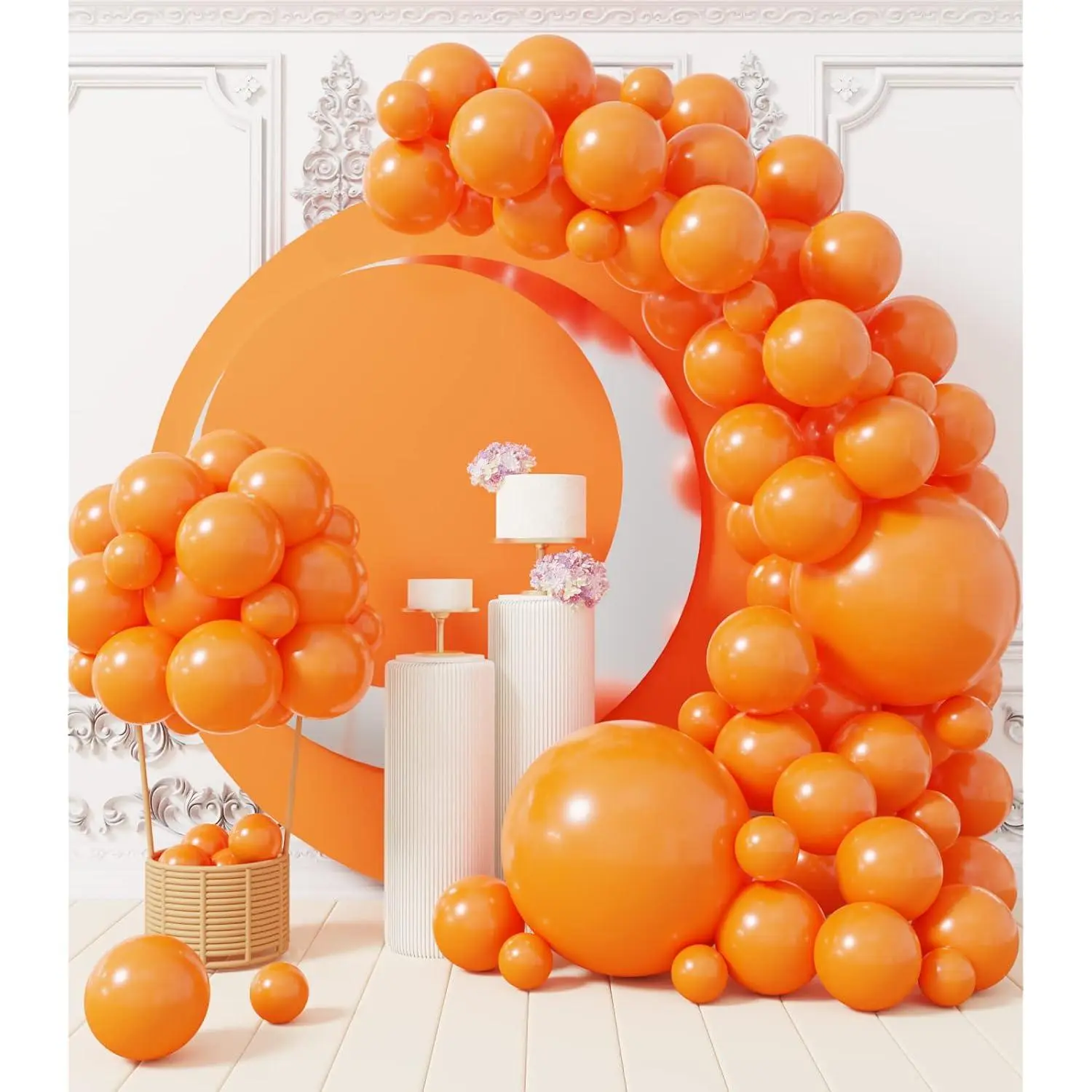100 Pcs Burnt Orange Balloon Arch Garland Kit 18/10/5 Inch Different Sizes Chrome Latex Shiny Helium Balloons Party Decoration For Birthday Graduation Anniversary