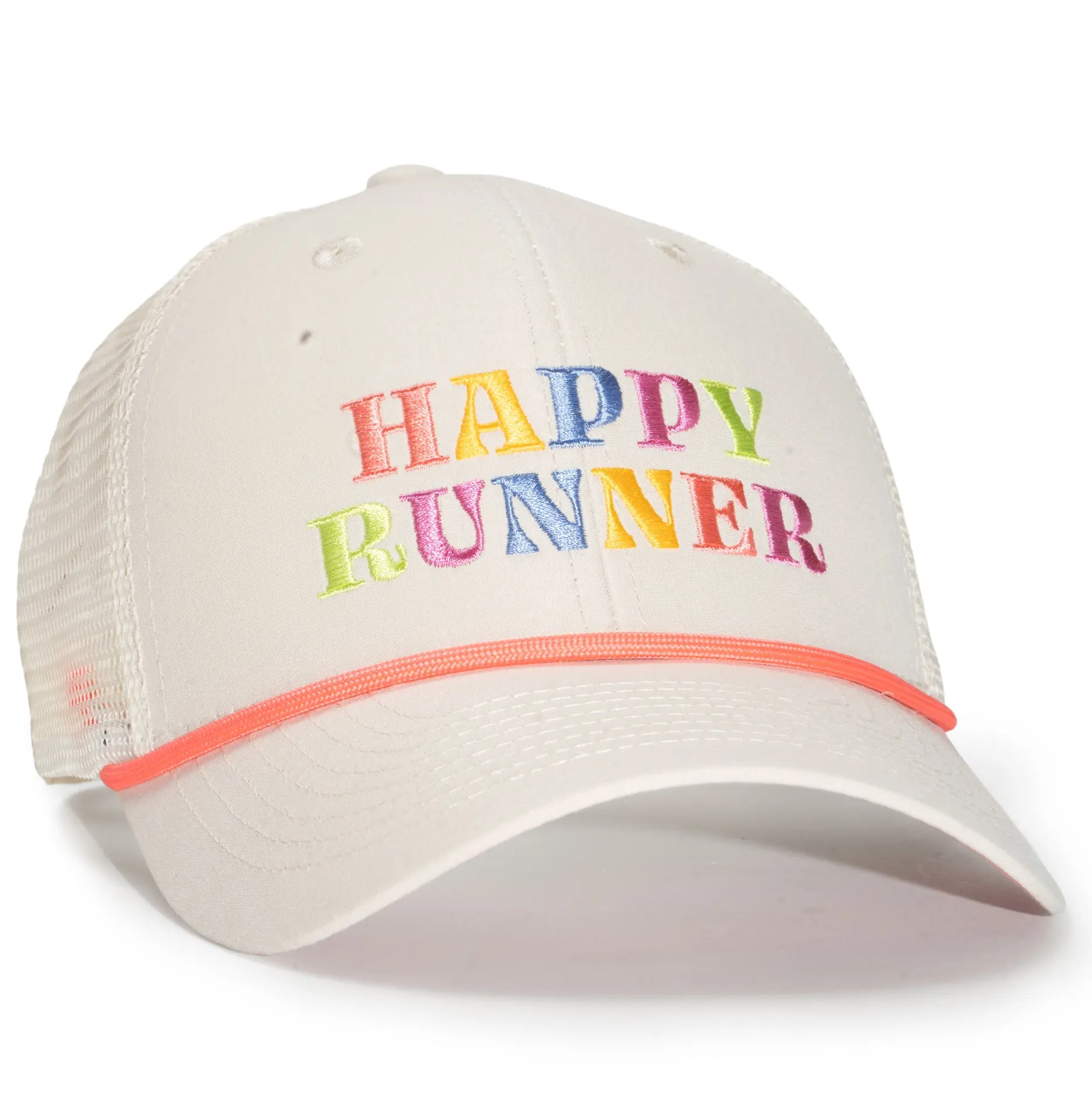 Breathable Cooling Flexible Snap Trucker Baseball Cap - Casual Fashion Outdoor Accessory, Daily Use, One Size, Positive Running Vibes, Runner-Inspired Training Run Essential