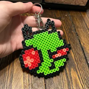 Invader Zim keychain made from perler beads