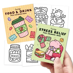 Coco Wyo Mini Coloring Book Set of 2 (3 x 3.5 in) – Stress Relief, Food & Drink