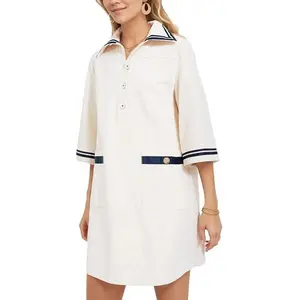 Kedera Women Short Sleeves Button Shift Dress V Neck Summer Tshirt Dress with Pockets