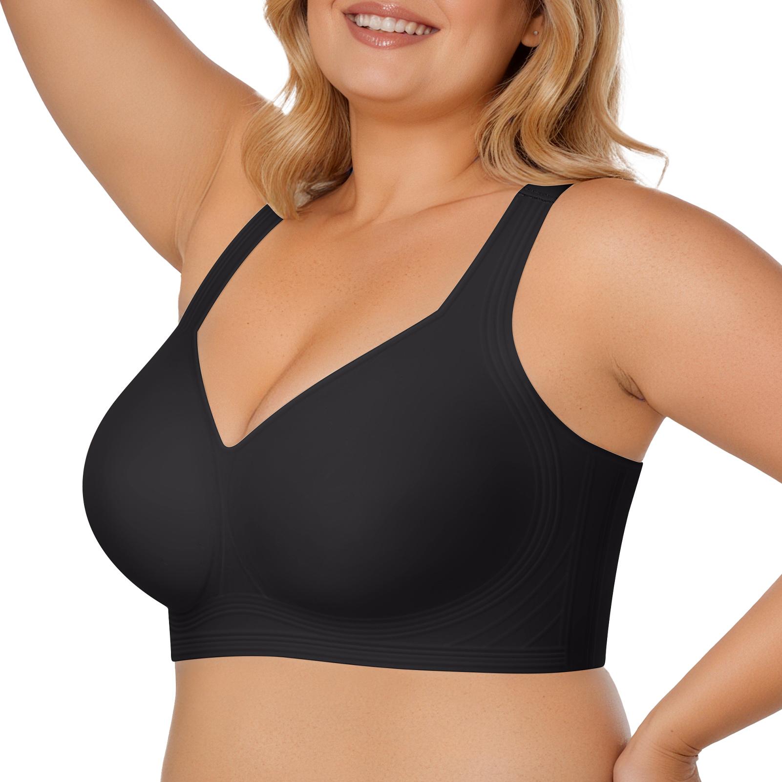 OEAK Women Jelly Pullover Wireless Bra Seamless Push Up Bralette Full Coverage Supportive Everyday Plus Size T-Shirt Bra
