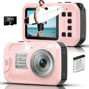 4K Underwater Camera, 64MP 16FT  Digital Camera with 16GB Card, Autofocus Floatable  Camera with IPS  Screen, 16X Digital Zoom, Fill Light, for Surfing,Snorkeling,Swimming,
