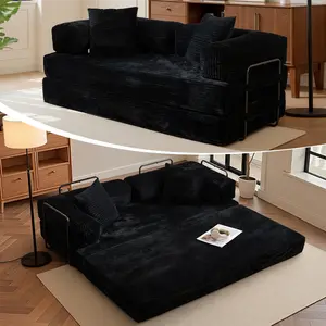 【Mother‘s Day】Weaxty W Multi-Functional Cloud Floor Sofa Bed High-Quality Convertible Comfy Couch Corduroy Fabric, Premium Sponge Padding, Teddy sofa for Living Room Upholstered Futon Couch