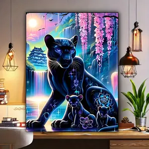 1pc 30x40cm(11.81x15.7 inch) Black leopard Diy Diamond Painting Kits Panther Diamond Art Kit Full Round Diamond Mosaic Cross Stitch for Adults Picture Of Rhinestones Home Decor Anime Design