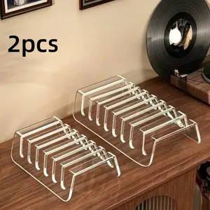2 CD Album Storage Boxes, Desktop CD DVD Book Organizer, Tape Storage Box, Transparent Collection Case, Vinyl Record Display Rack