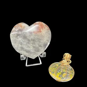 Blue flash moonstone heart approximately and bumblebee pumpkin pendant