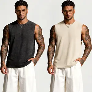 Menswear 2-Pack Men's Washed Vintage Sleeveless Vests, Relaxed Fit, Retro Faded Finish, Vest