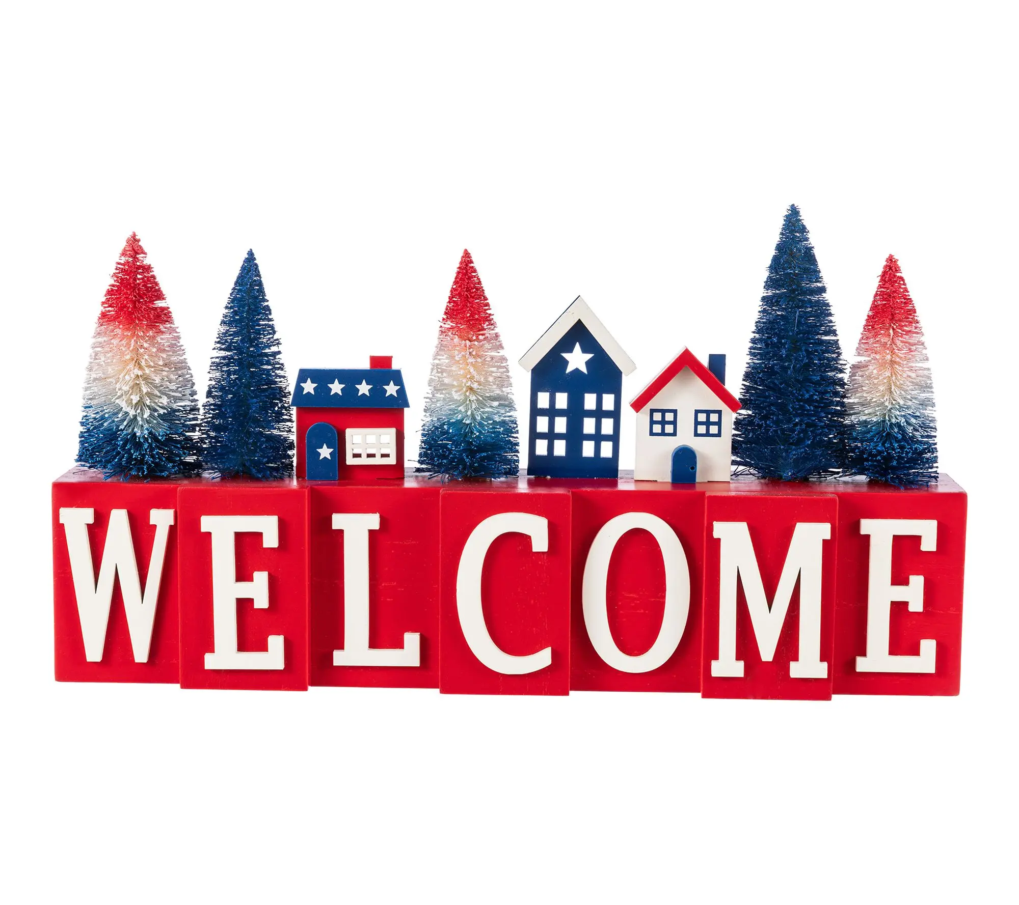 Glitzhome 14''L Patriotic Americana House /TreeTable Decor
