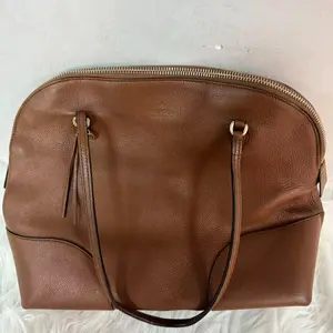 Pre-owned GUCCI leather handbag Bree Medium Brown Pebbled Dome Bag qg415#