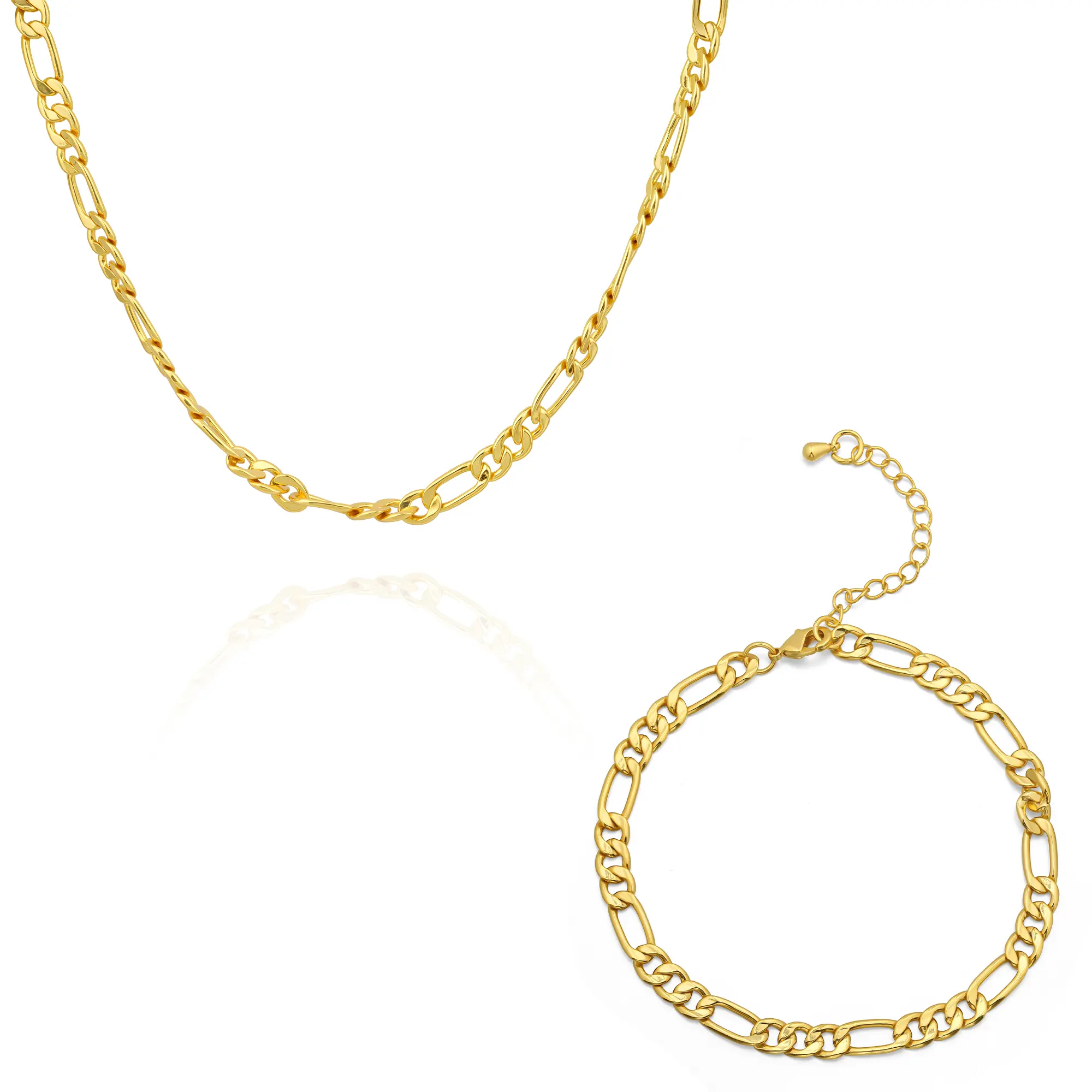 Aprilery Layered Chain Set – Thick Link Necklace & Stackable Bracelet, Sleek Geometric Style, On-Trend Aesthetic for Casual/Party Looks, Viral Jewelry, Must-Have Fashion Accessory