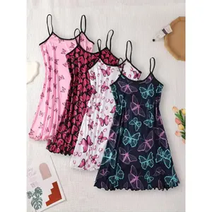 Women's All Over Print Sleeveless Cami Nightdress, Casual Soft Comfortable Spaghetti Strap Nightgown for All Seasons, Lady's Sleepwear for Indoor Wear, Breathable Sleep Dress