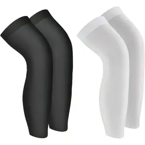2 Pairs UV Sun Protection Leg Sleeves, Black and White Sports Leg Covers for Kids and Adults