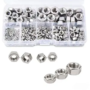 304 Stainless Steel Hex Nuts Assortment Kit, 7 Sizes (M2 M2.5 M3 M4 M5 M6 M8) Hexagon Nut Fasteners, Corrosion Resistant Metric Nuts for Home, Automotive, Machinery Repair