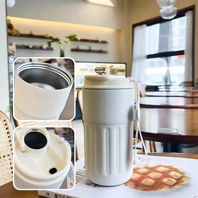 370ml insulated coffee cup, with intelligent temperature display, stainless steel vacuum portable cup, suitable for students (coffee)