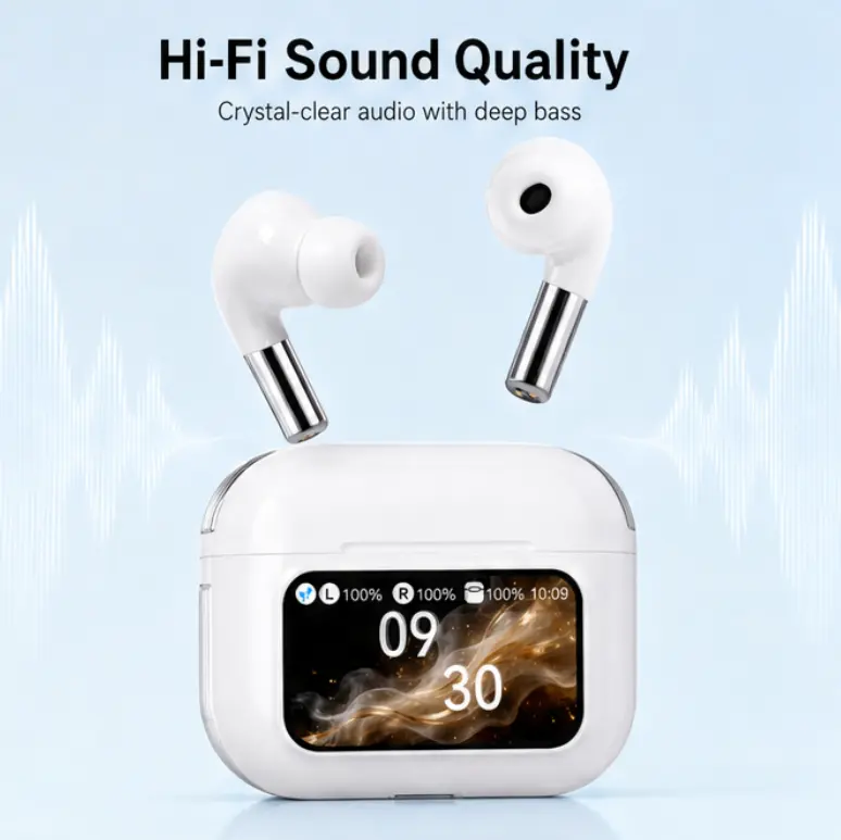 In-ear Bluetooth Wireless Earphones Built-in Touch Display, Bluetooth 5.4 Stable Connection, Rechargeable Portable Audio Headset