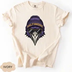 Comfort Colors Baltimore Graphic Tee, Vintage Raven Mascot Shirt, Retro City Streetwear T-Shirt, Pigment-Dyed Heavyweight Cotton Top, Unisex Oversized Tee, Cool Urban Gift for Men & Women, Baltimore Aesthetic Shirt