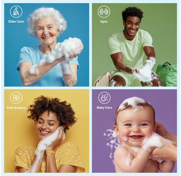 Scrubzz Disposable Rinse Free Bathing Wipes - 25 Pack - All-in-1 Single Use Shower Wipes, Simply Dampen, Lather, and Dry Without Shampoo or Rinsing