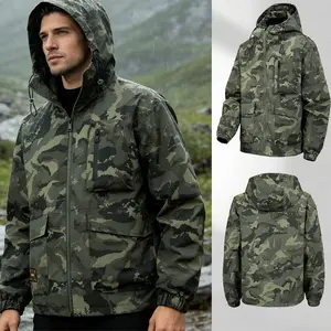 Men's Hooded Camouflage Athletic Jacket - Spring & Autumn Outdoor Wear, Windproof, Waterproof, Breathable, Lightweight, with Zipped Pockets